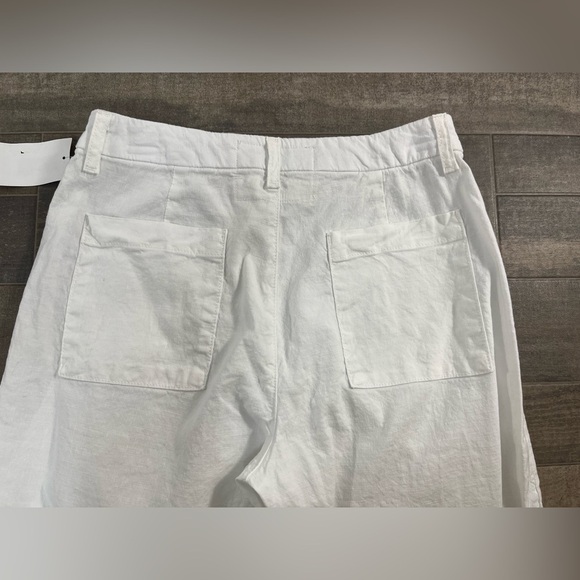Frank and Eileen White Kinsale Cropped Pants w/ Raw Hem Cotton and Flax - Picture 4 of 14